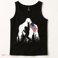 Funny Bigfoot Rock On Hold American Flag Sasquatch Believers Tank Top thumb 2