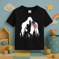 Funny Bigfoot Rock On Hold American Flag Sasquatch Believers Toddler T-Shirt thumb 3