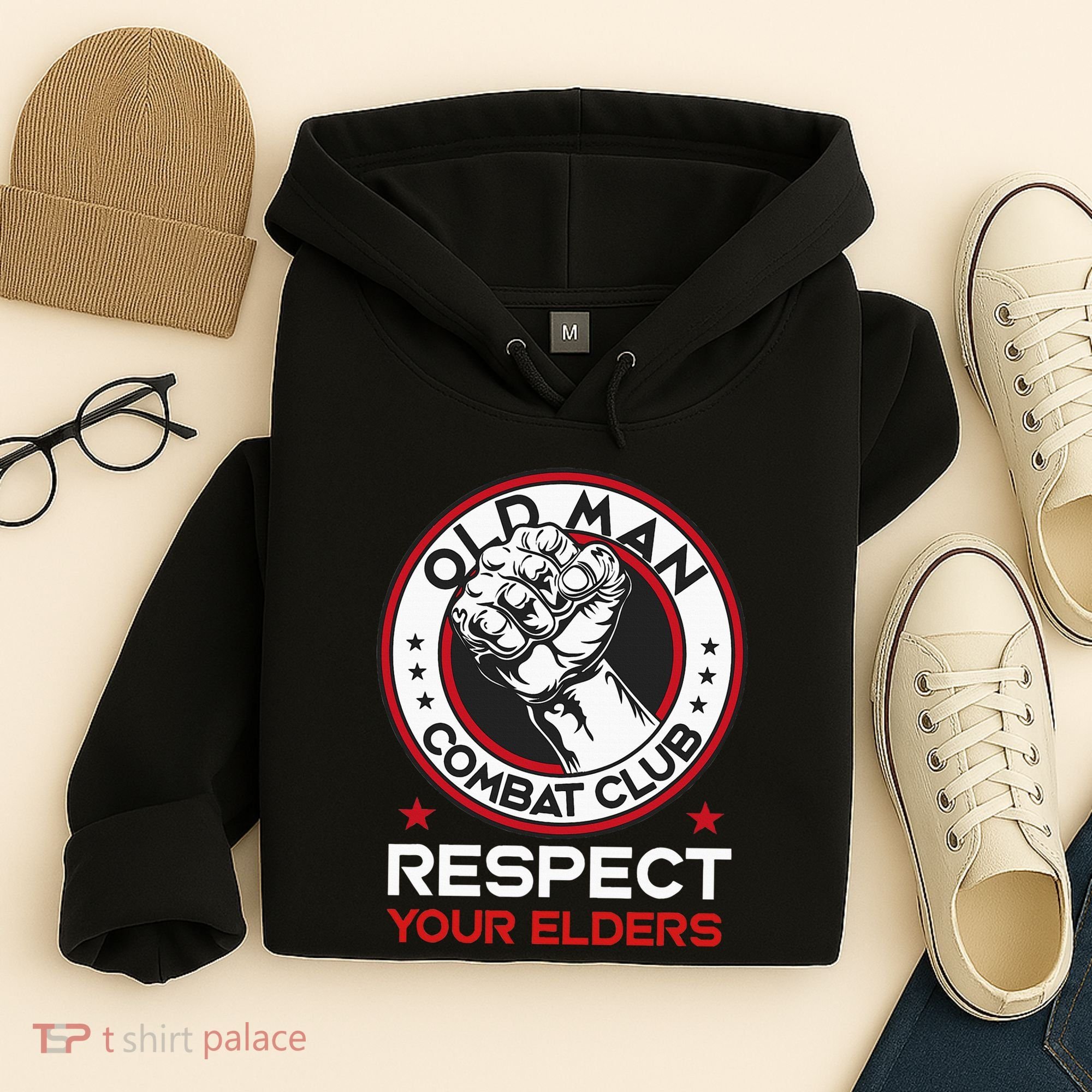 Funny Bjj Respect Your Elders Old Man Combat Club Mma Hoodie