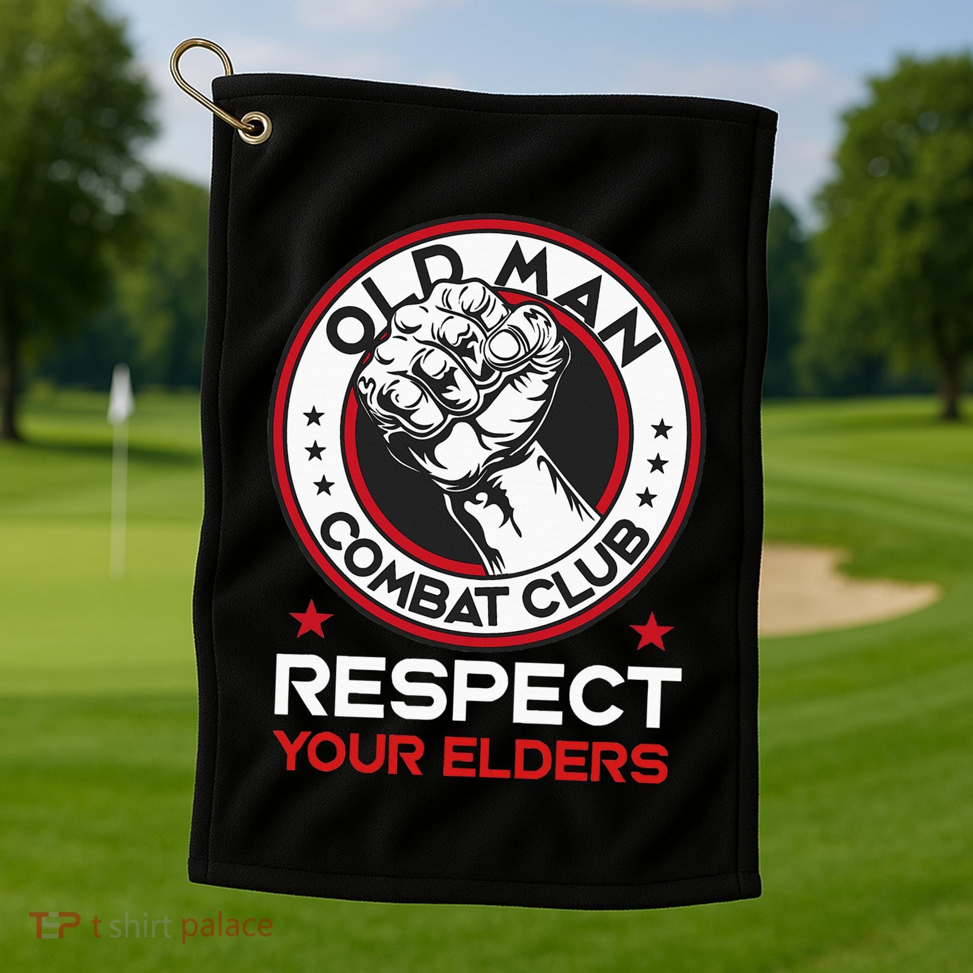 Funny Bjj Respect Your Elders Old Man Combat Club Mma Golf Towel