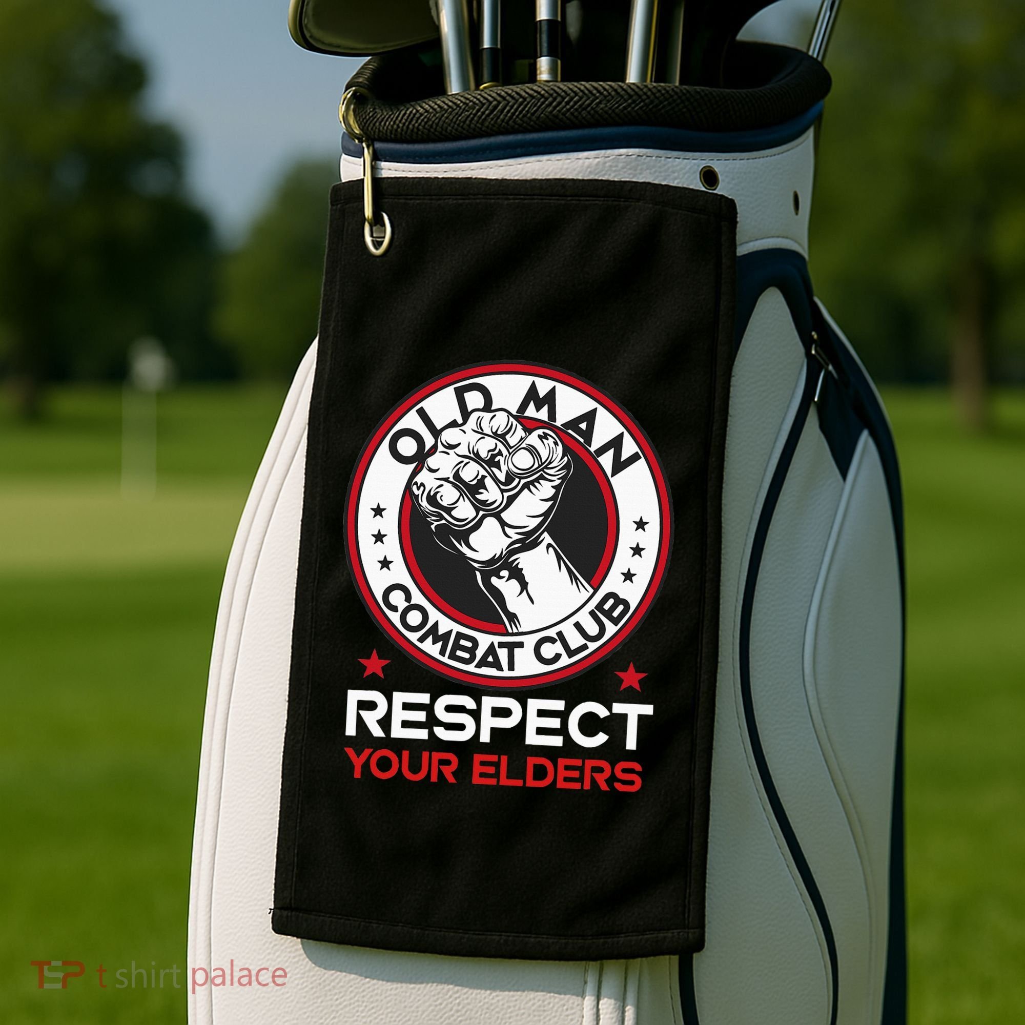 Funny Bjj Respect Your Elders Old Man Combat Club Mma Golf Towel