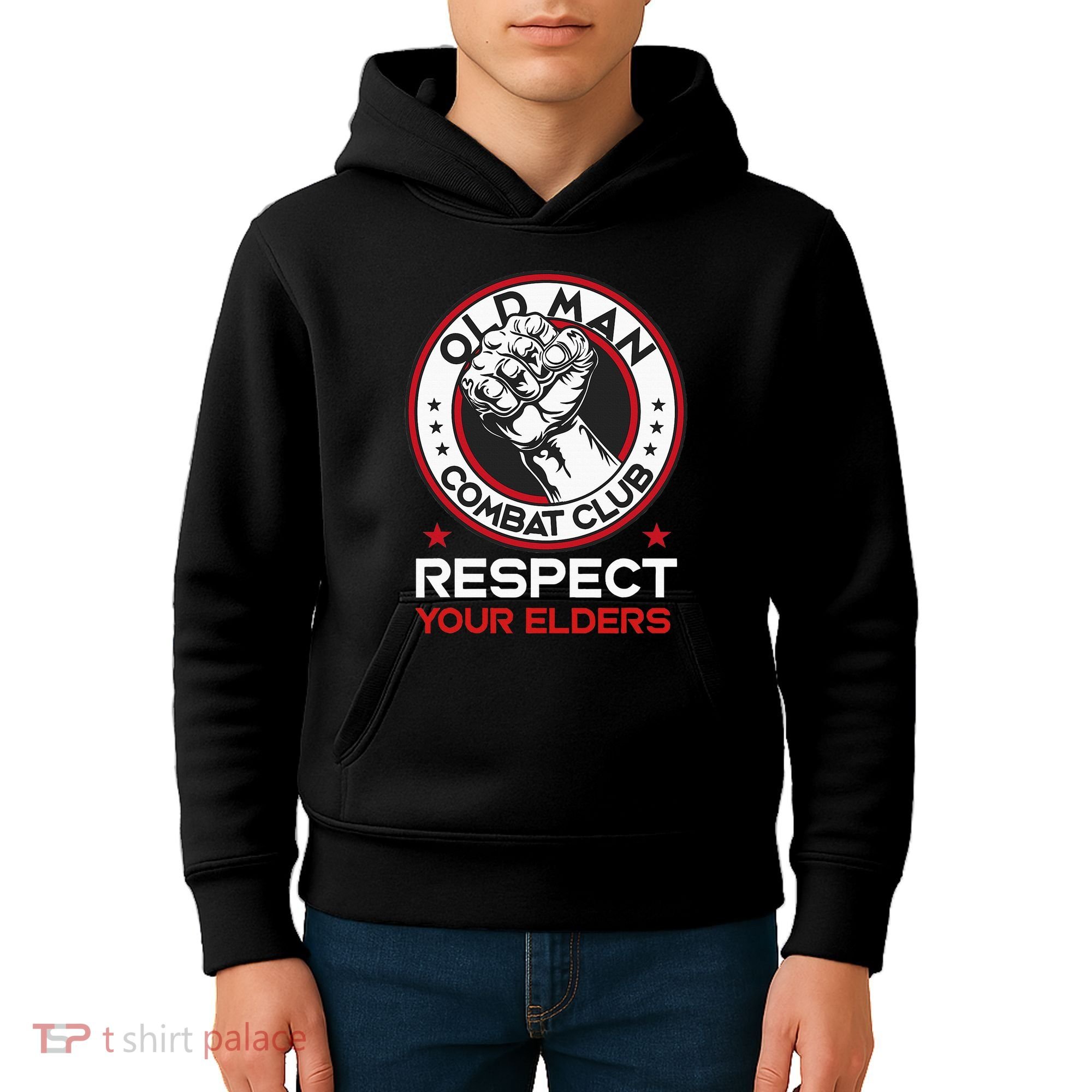 Funny Bjj Respect Your Elders Old Man Combat Club Mma Kids Hoodie