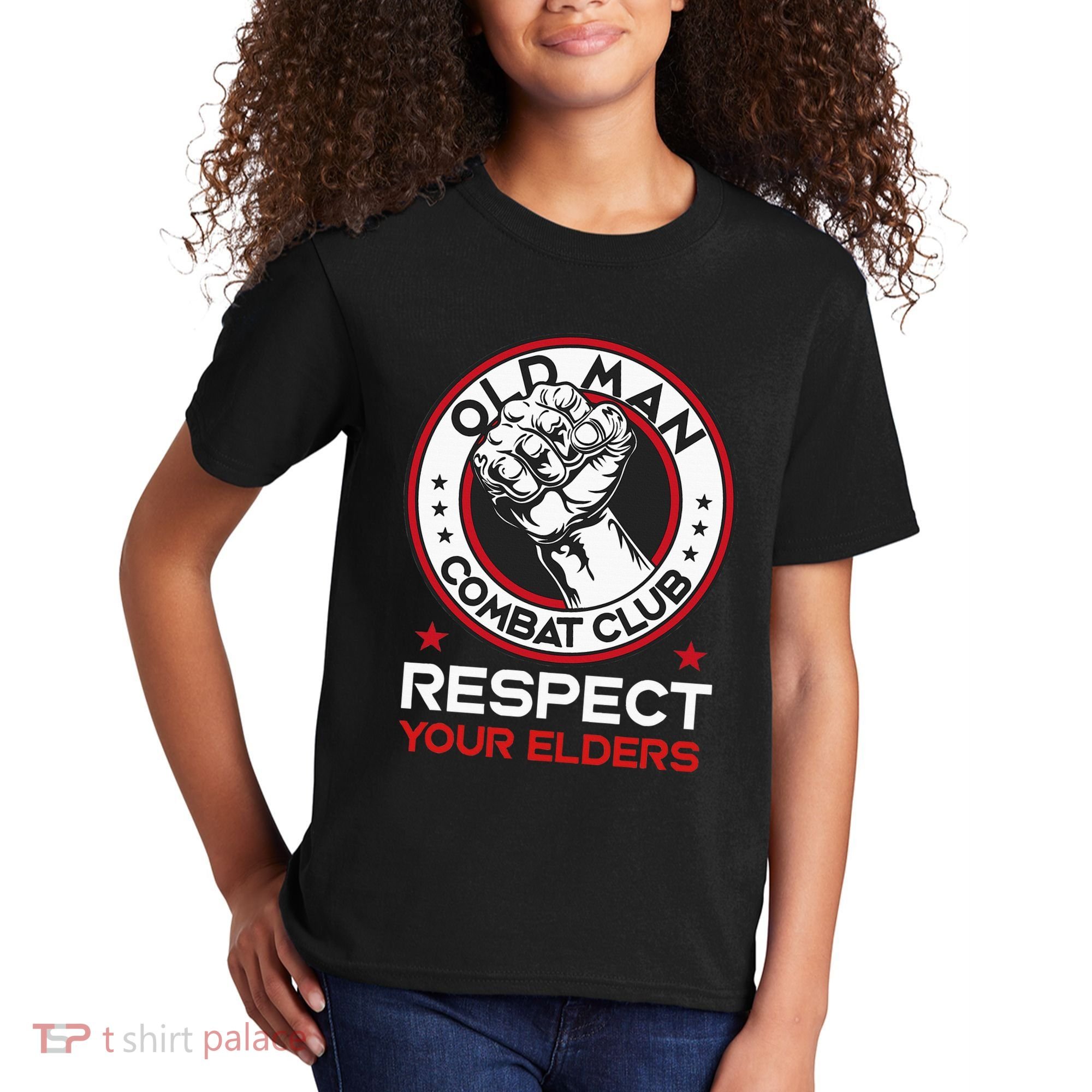 Funny Bjj Respect Your Elders Old Man Combat Club Mma Kids T-Shirt