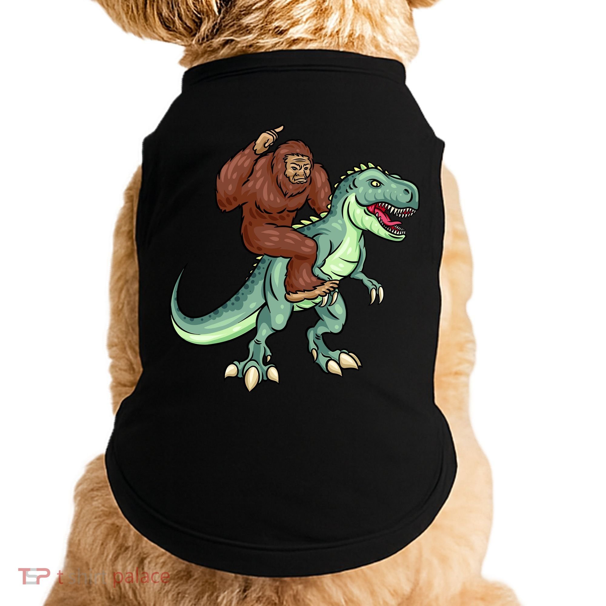 Funny Bigfoot Riding T Rex Funny Bigfoot Dinosaur Doggie Tank