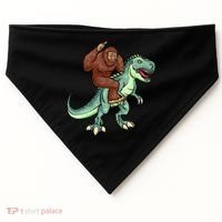 Funny Bigfoot Riding T Rex Funny Bigfoot Dinosaur USA-Made Doggie Bandana thumb 0