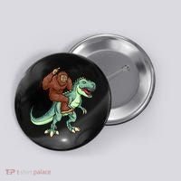 Funny Bigfoot Riding T Rex Funny Bigfoot Dinosaur Button thumb 0
