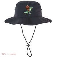 Funny Bigfoot Riding T Rex Funny Bigfoot Dinosaur Bucket Hat thumb 0
