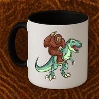 Funny Bigfoot Riding T Rex Funny Bigfoot Dinosaur Coffee Mug thumb 2