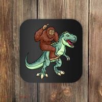 Funny Bigfoot Riding T Rex Funny Bigfoot Dinosaur Coaster thumb 0