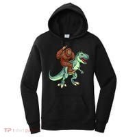 Funny Bigfoot Riding T Rex Funny Bigfoot Dinosaur Women's Hoodie thumb 0