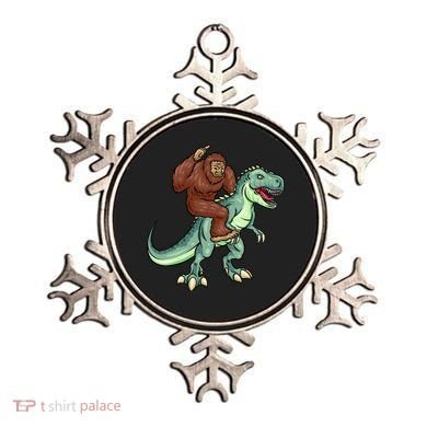 Funny Bigfoot Riding T Rex Funny Bigfoot Dinosaur Ornament