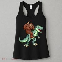 Funny Bigfoot Riding T Rex Funny Bigfoot Dinosaur Women's Tank Top thumb 3