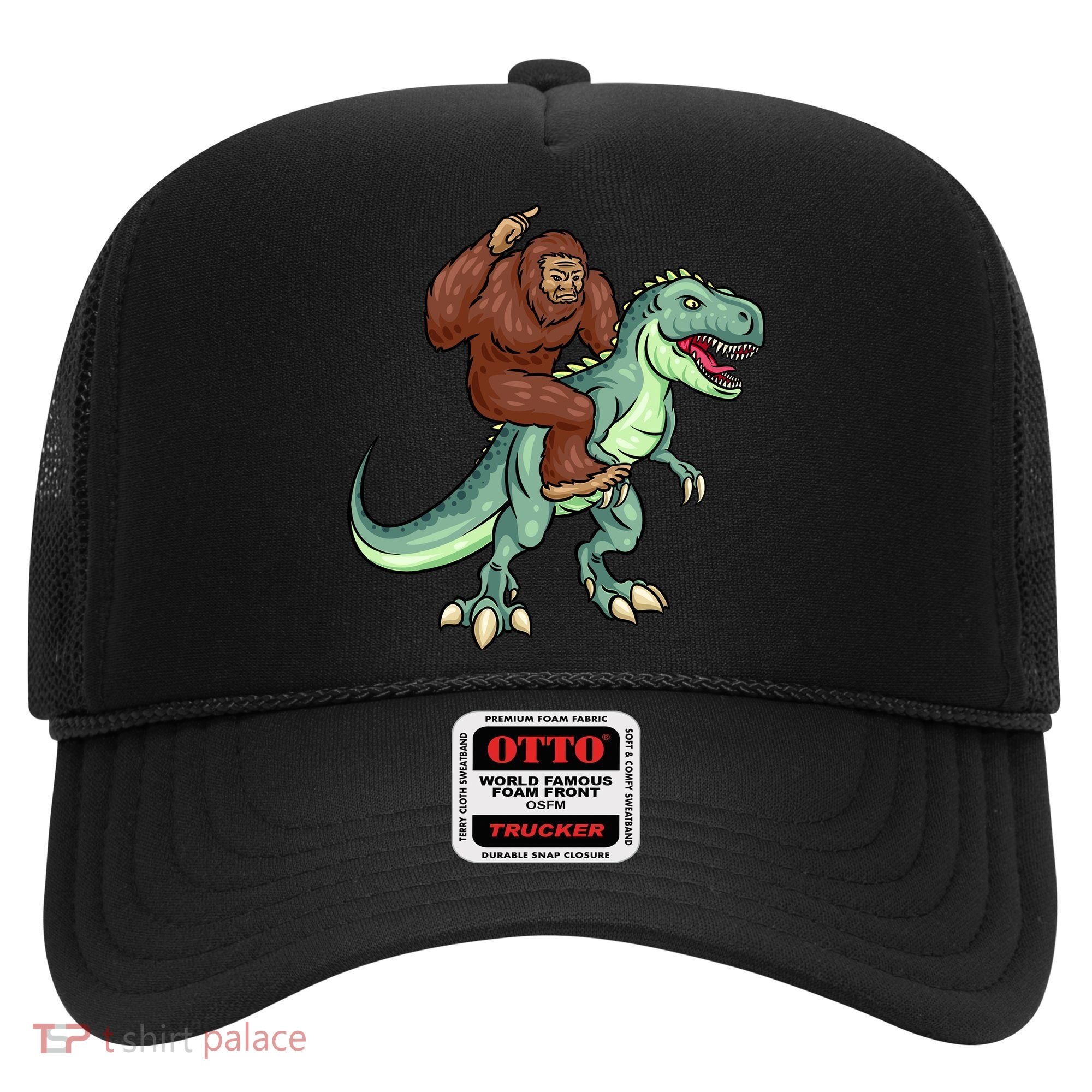 Funny Bigfoot Riding T Rex Funny Bigfoot Dinosaur Hat