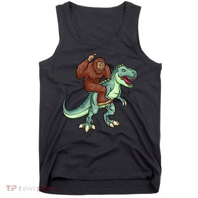 Funny Bigfoot Riding T Rex Funny Bigfoot Dinosaur Tank Top