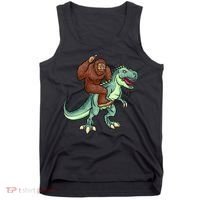 Funny Bigfoot Riding T Rex Funny Bigfoot Dinosaur Tank Top thumb 0