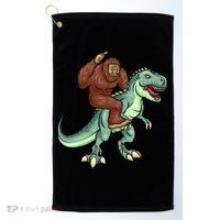 Funny Bigfoot Riding T Rex Funny Bigfoot Dinosaur Golf Towel thumb 0
