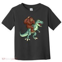 Funny Bigfoot Riding T Rex Funny Bigfoot Dinosaur Toddler T-Shirt thumb 0