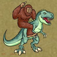 Funny Bigfoot Riding T Rex Funny Bigfoot Dinosaur Garment-Dyed Women's Muscle Tee thumb 6