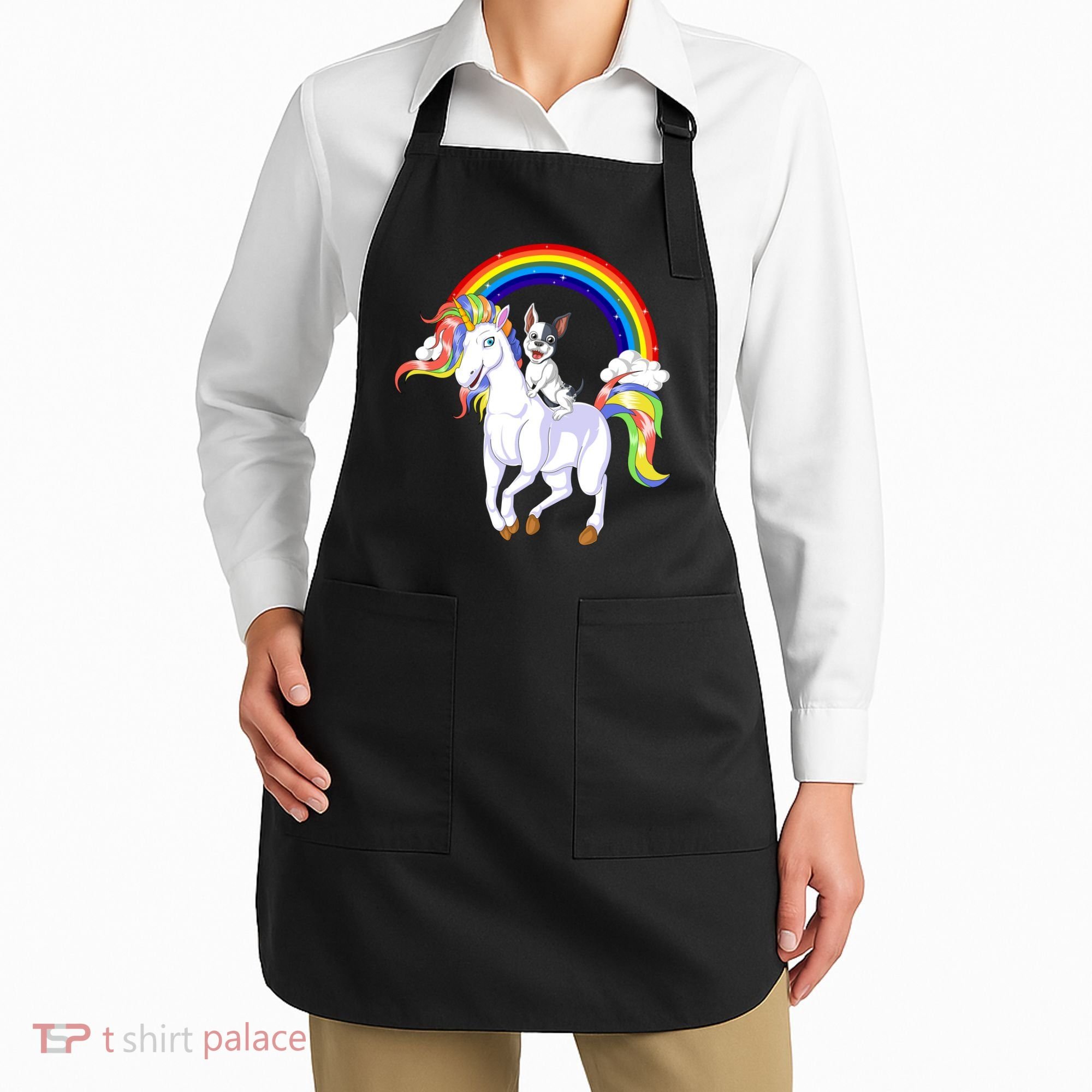 French Bulldog Riding Unicorn Apron