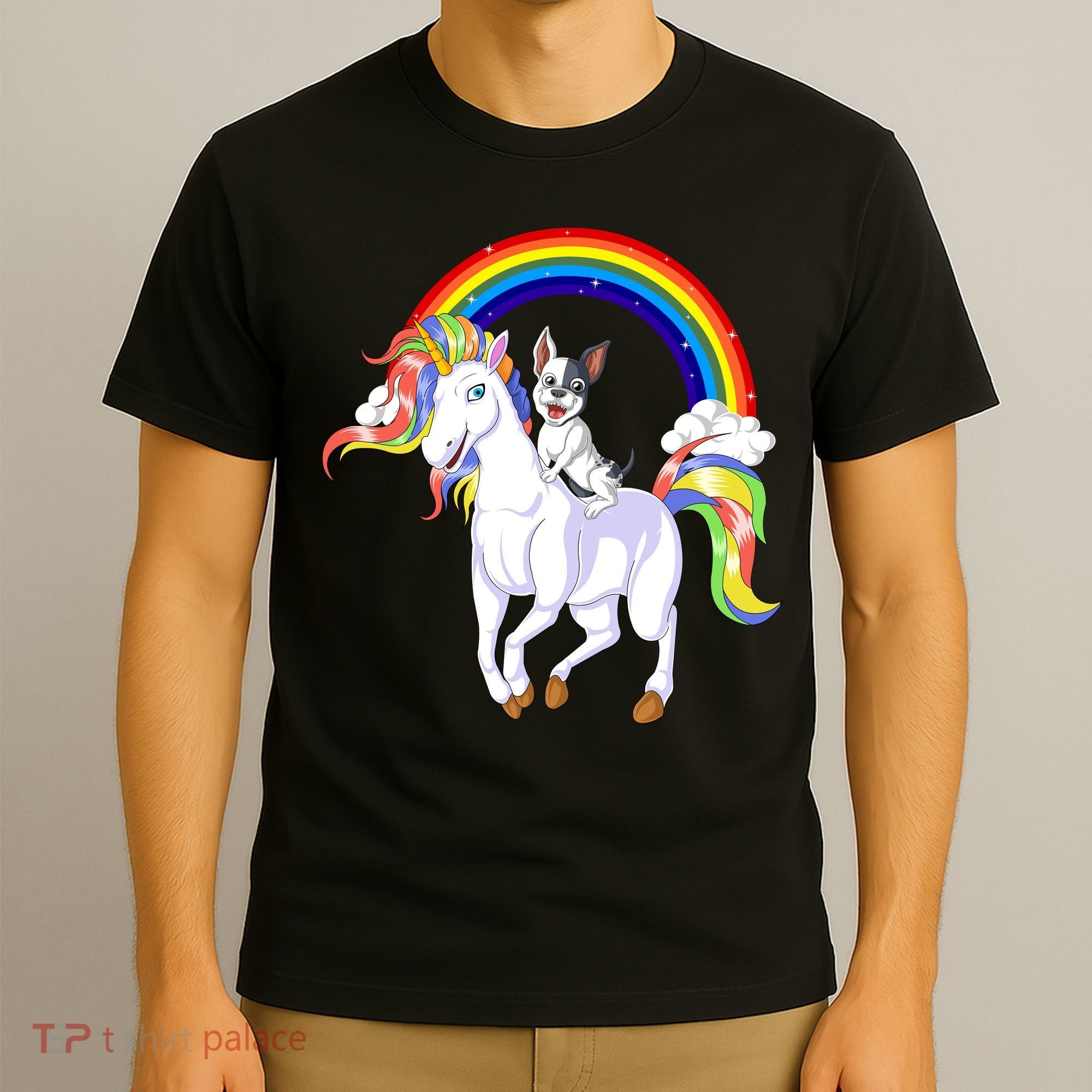 French Bulldog Riding Unicorn T-Shirt