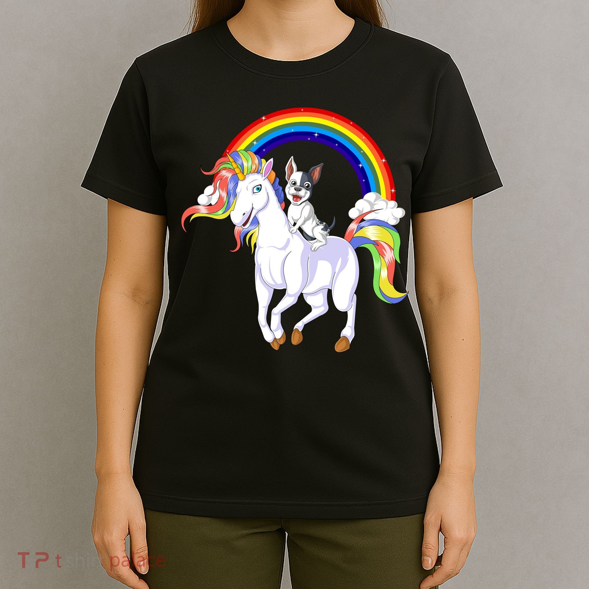 French Bulldog Riding Unicorn T-Shirt