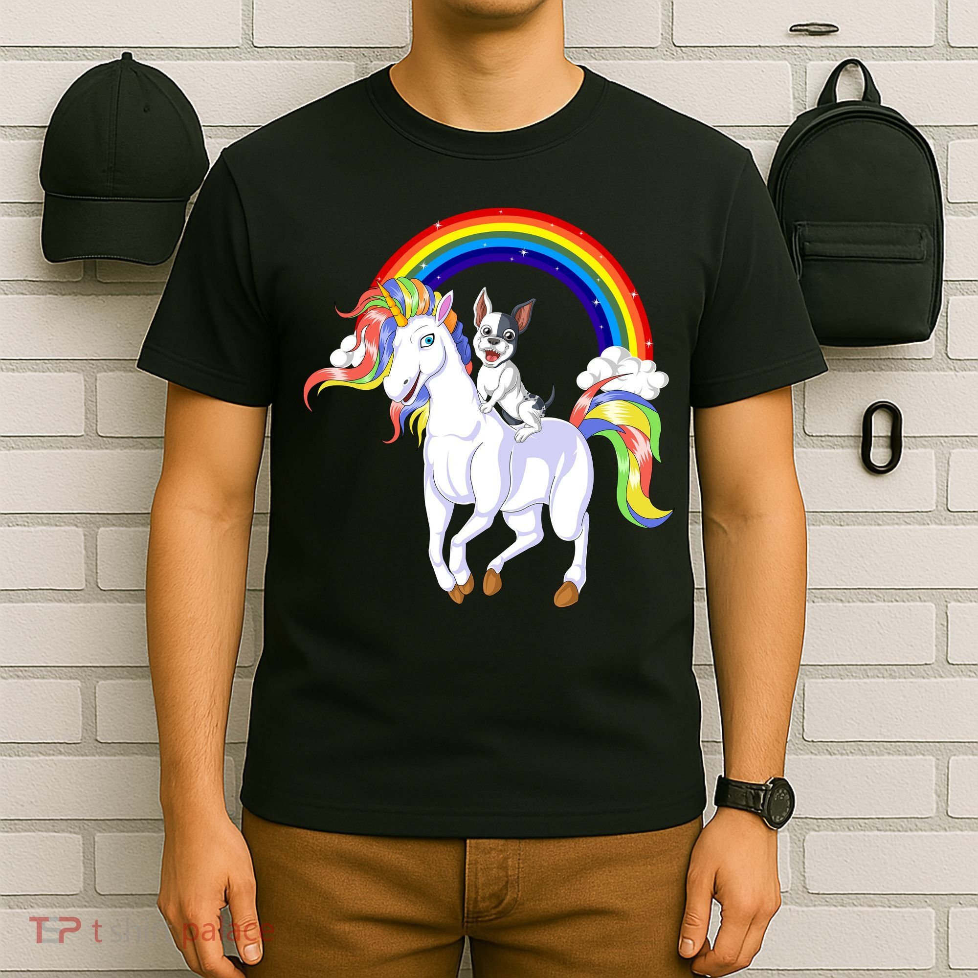 French Bulldog Riding Unicorn T-Shirt