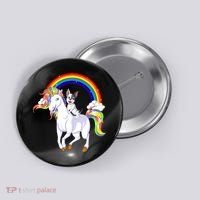 French Bulldog Riding Unicorn Button thumb 0