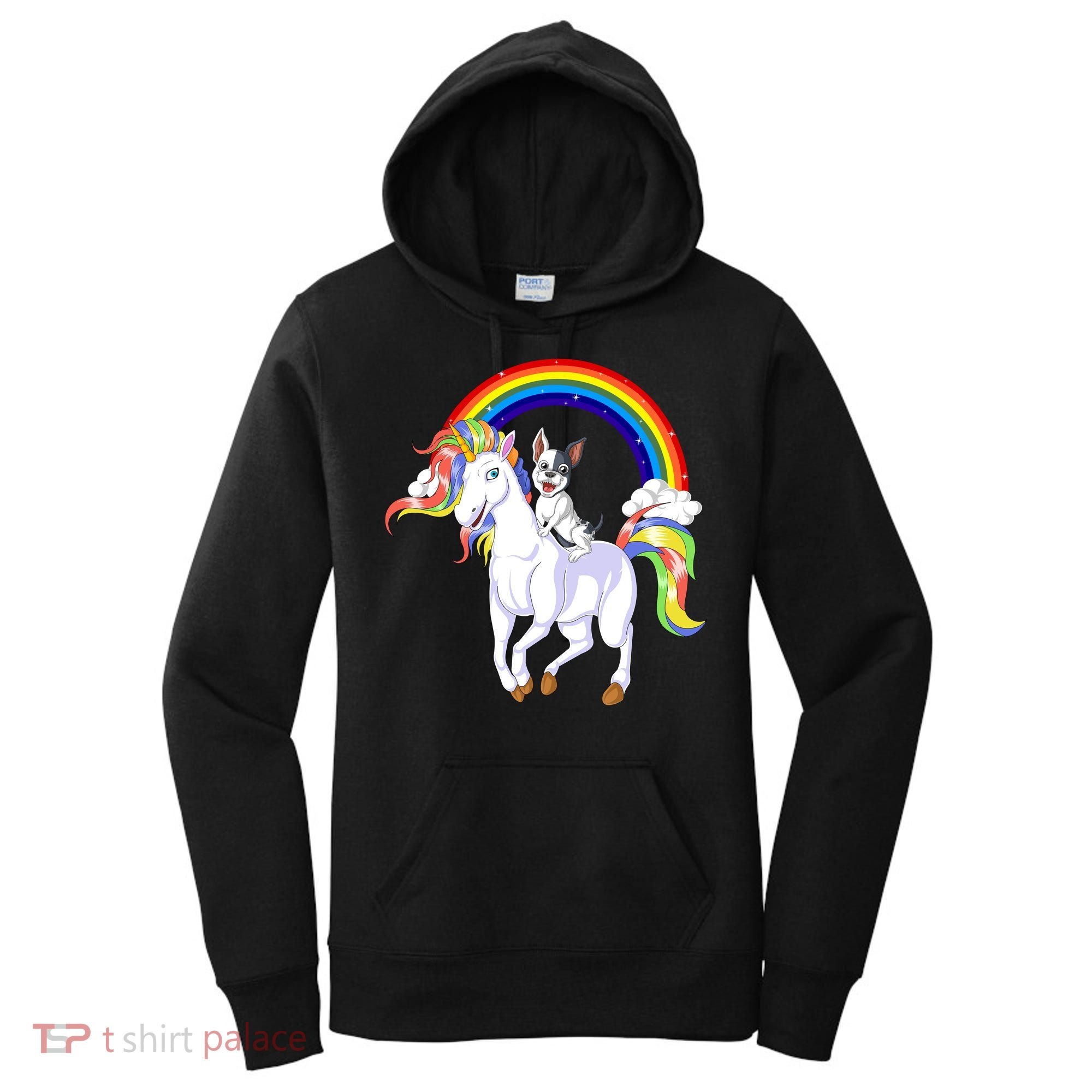 French Bulldog Riding Unicorn Women's Hoodie