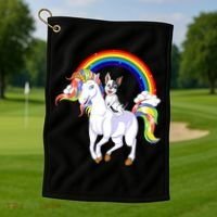 French Bulldog Riding Unicorn Golf Towel thumb 1