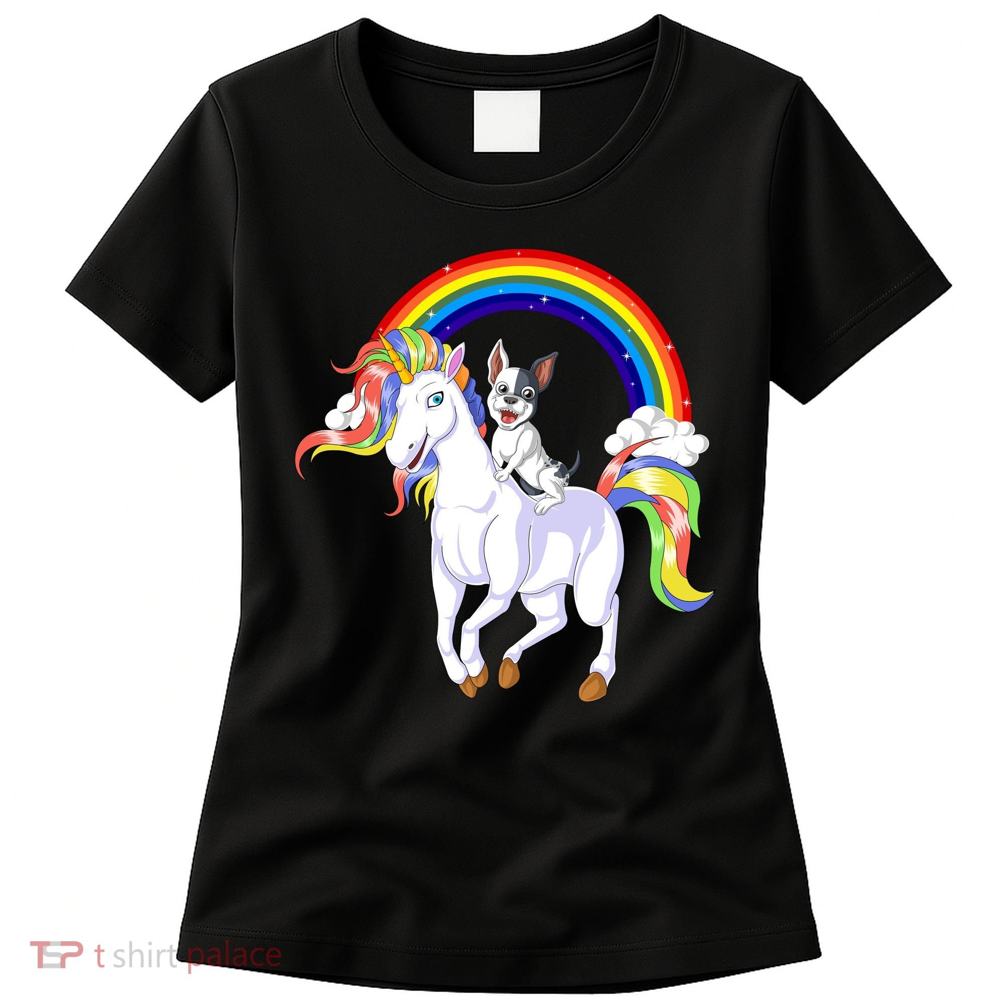 French Bulldog Riding Unicorn Women's T-Shirt
