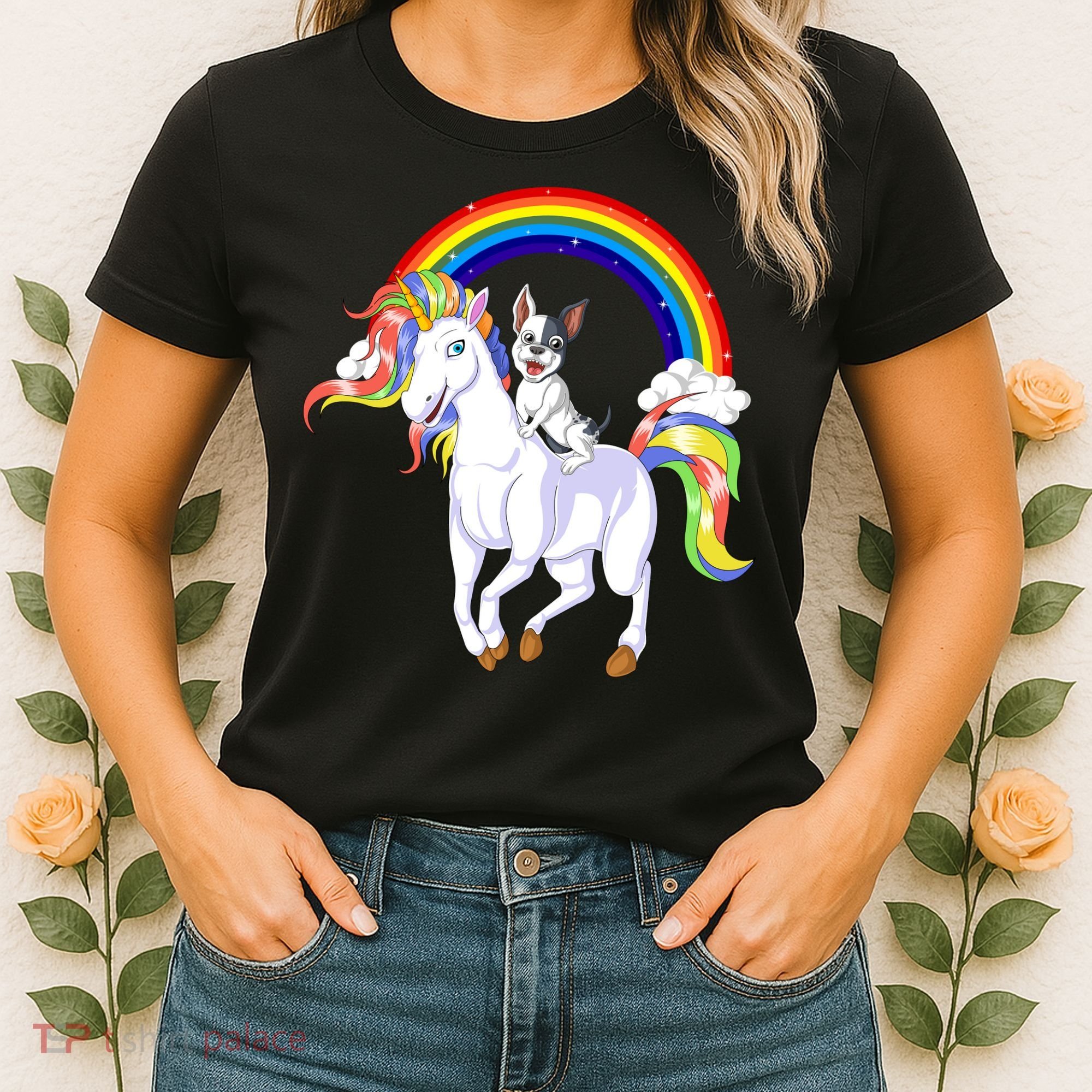 French Bulldog Riding Unicorn Women's T-Shirt