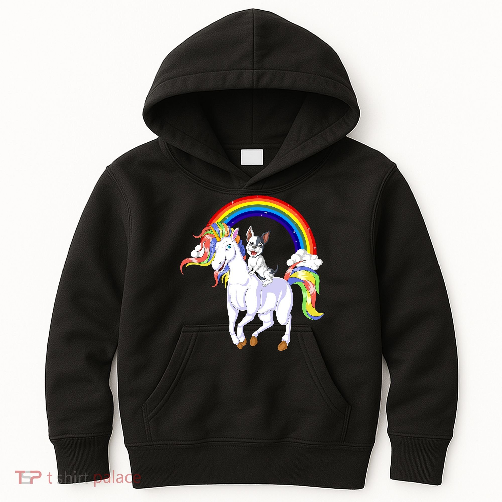 French Bulldog Riding Unicorn Kids Hoodie