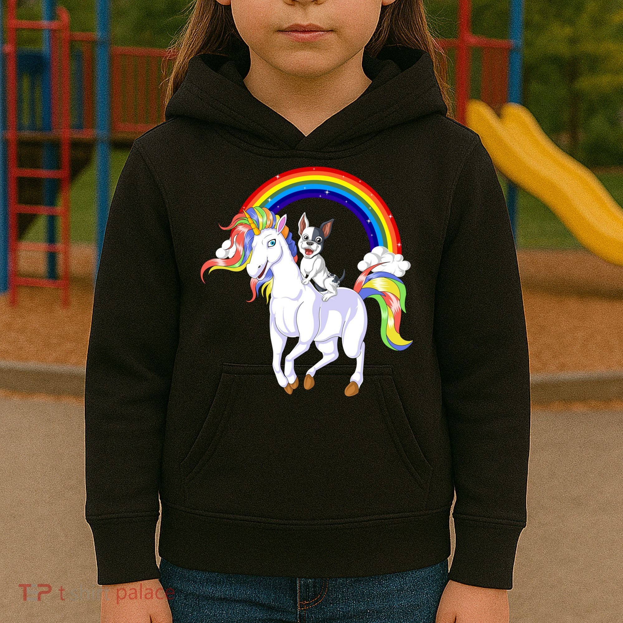 French Bulldog Riding Unicorn Kids Hoodie