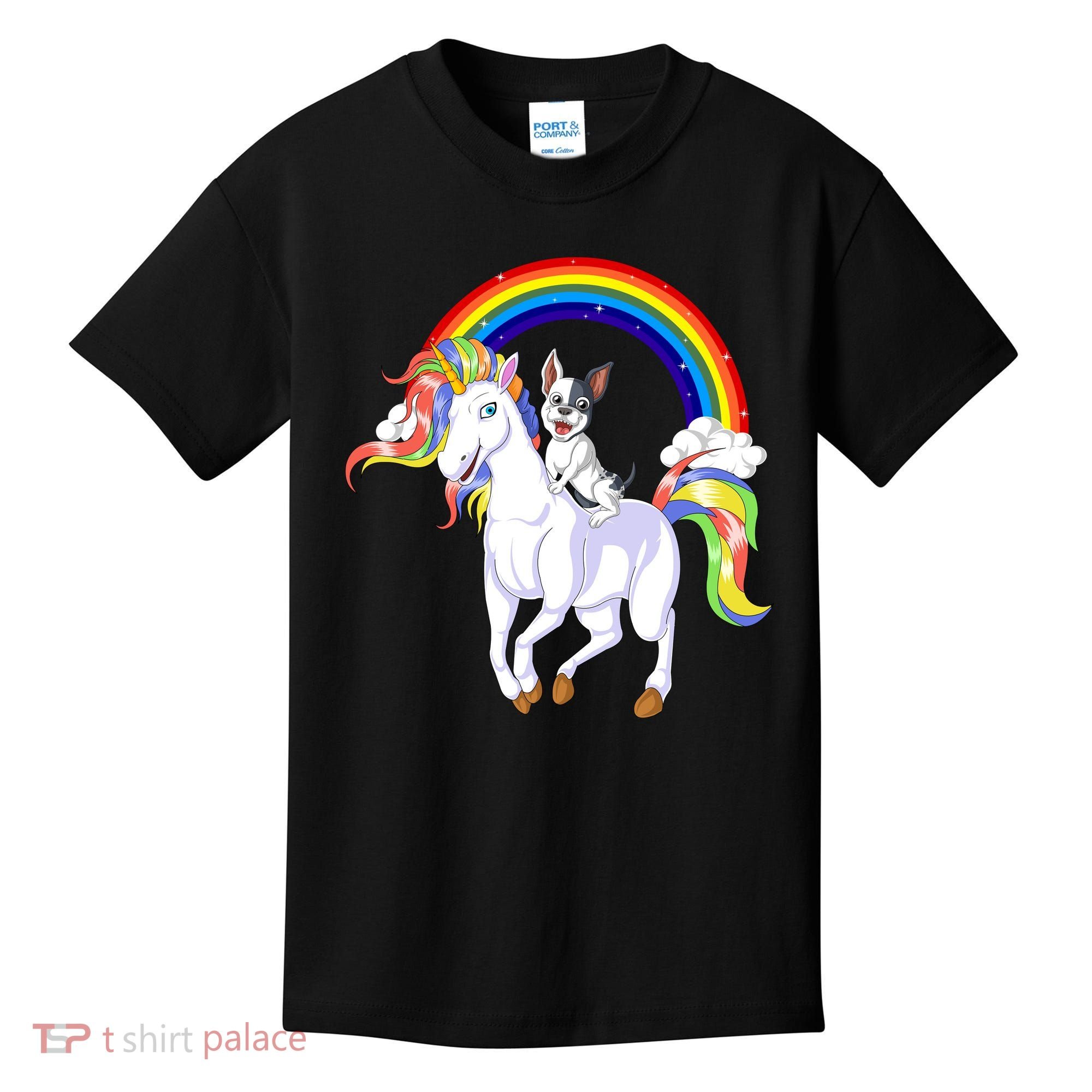 French Bulldog Riding Unicorn Kids T-Shirt