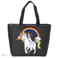 French Bulldog Riding Unicorn Tote Bag thumb 0