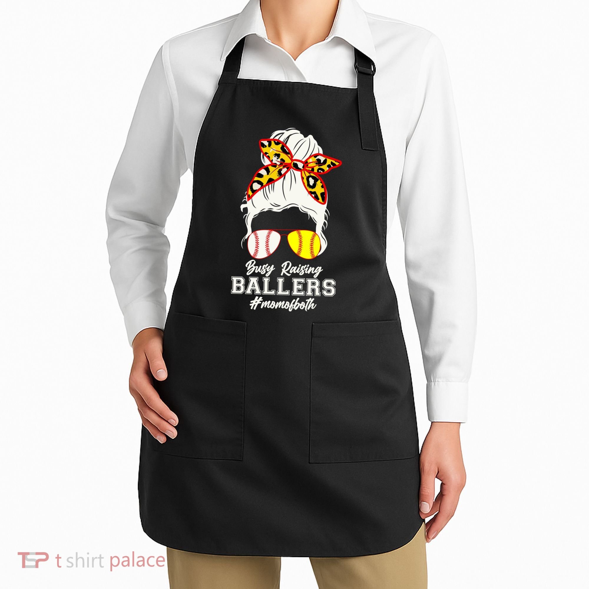 Funny Busy Raising Ballers #Mom Of Both Apron