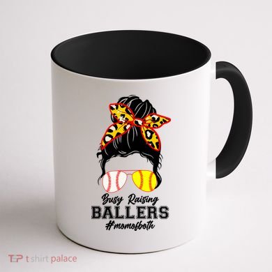 Funny Busy Raising Ballers #Mom Of Both Coffee Mug back