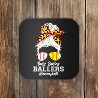 Funny Busy Raising Ballers #Mom Of Both Coaster thumb 0