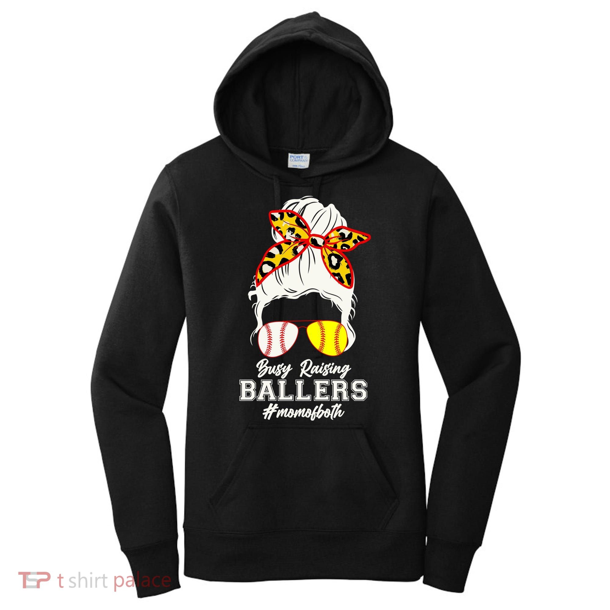 Funny Busy Raising Ballers #Mom Of Both Women's Hoodie