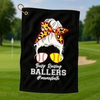 Funny Busy Raising Ballers #Mom Of Both Golf Towel thumb 1