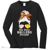 Funny Busy Raising Ballers #Mom Of Both Women's Long Sleeve Shirt thumb 0