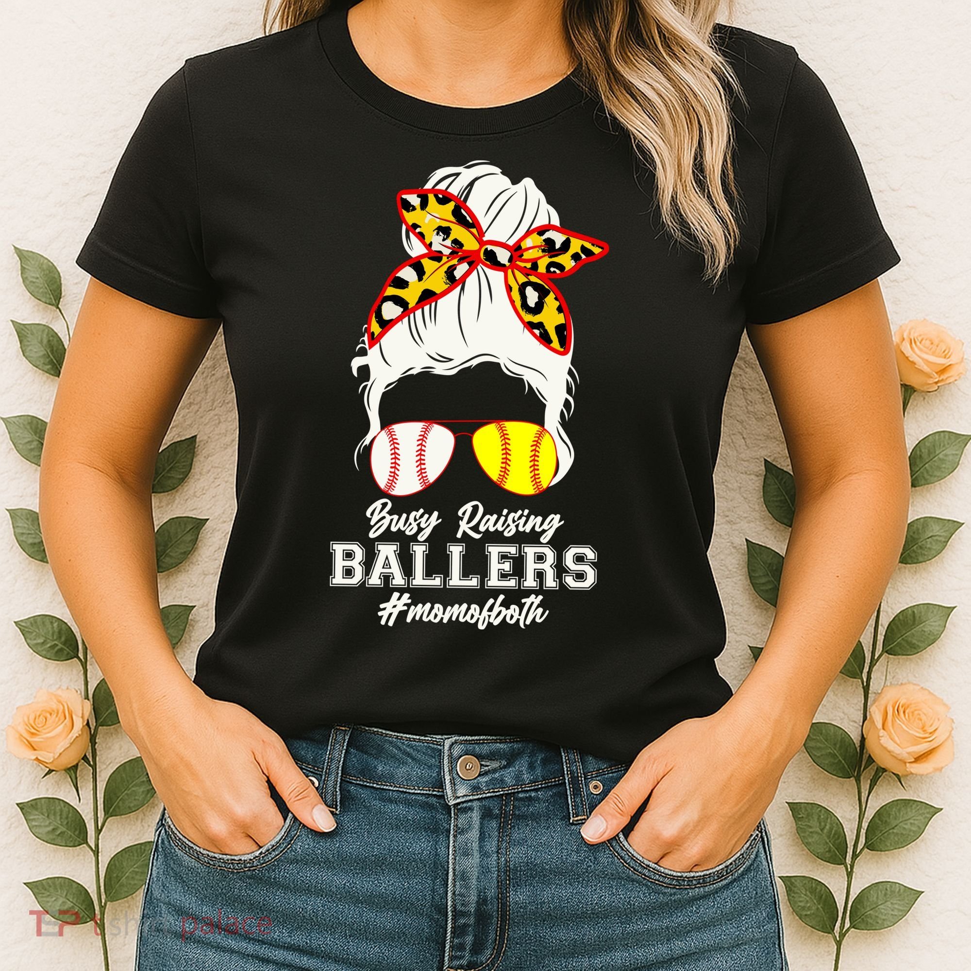 Funny Busy Raising Ballers #Mom Of Both Women's T-Shirt
