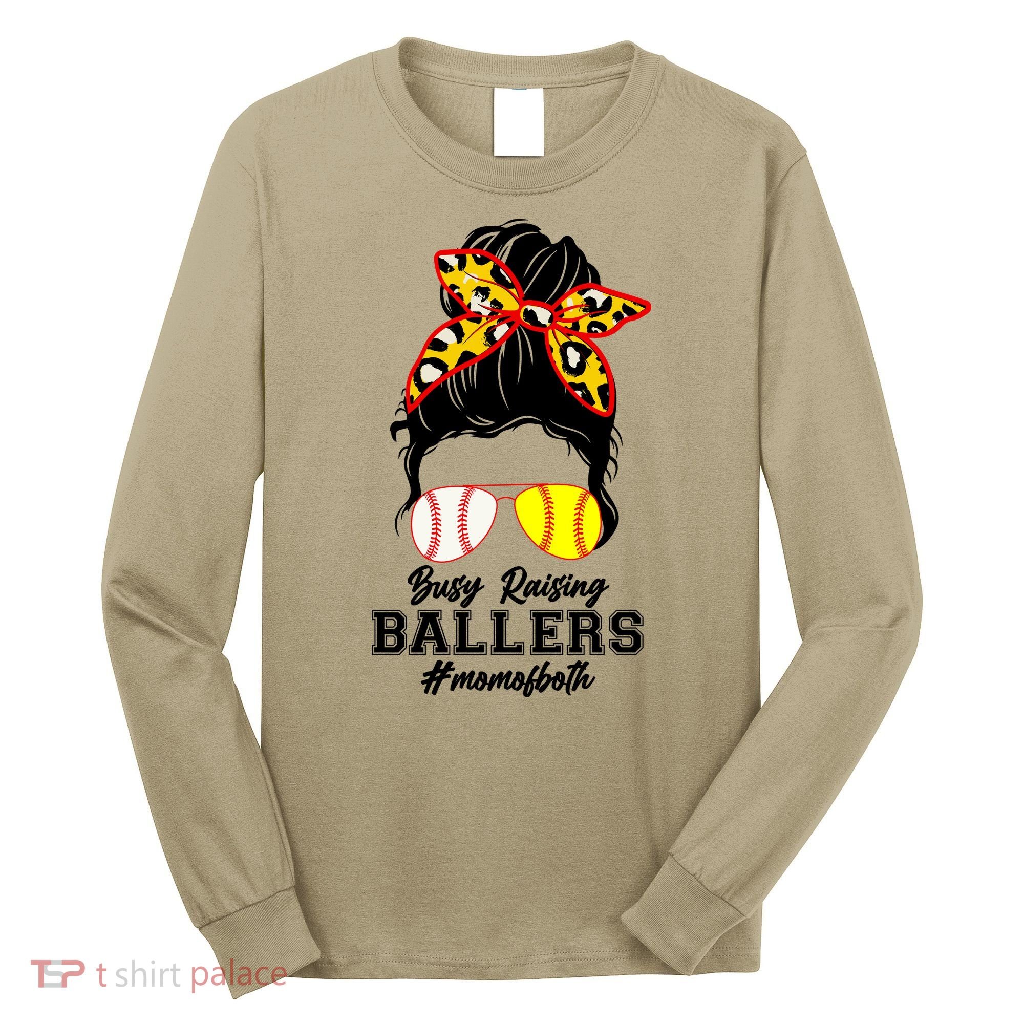 Funny Busy Raising Ballers #Mom Of Both Long Sleeve Shirt