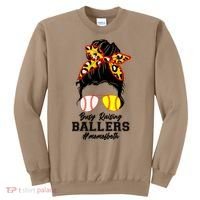 Funny Busy Raising Ballers #Mom Of Both Sweatshirt thumb 0
