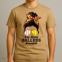 Funny Busy Raising Ballers #Mom Of Both T-Shirt thumb 3
