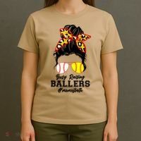 Funny Busy Raising Ballers #Mom Of Both T-Shirt thumb 4