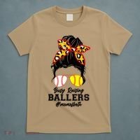 Funny Busy Raising Ballers #Mom Of Both T-Shirt thumb 5