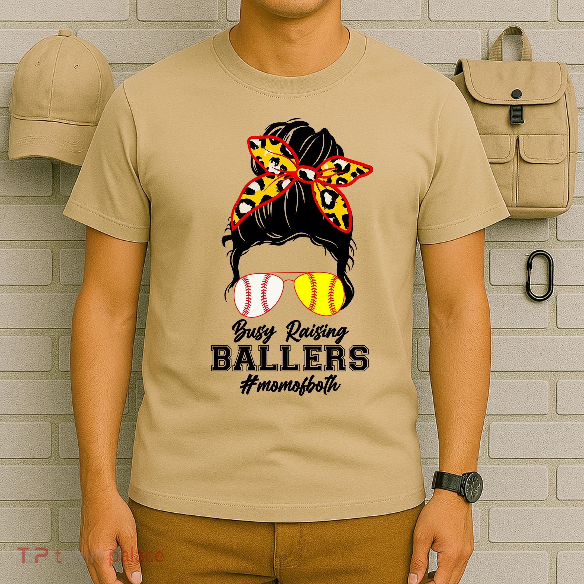 Funny Busy Raising Ballers #Mom Of Both T-Shirt