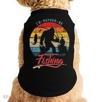 Funny Bigfoot Sasquatch Id Rather Be Fishing Doggie Tank thumb 0