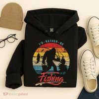 Funny Bigfoot Sasquatch Id Rather Be Fishing Hoodie thumb 4